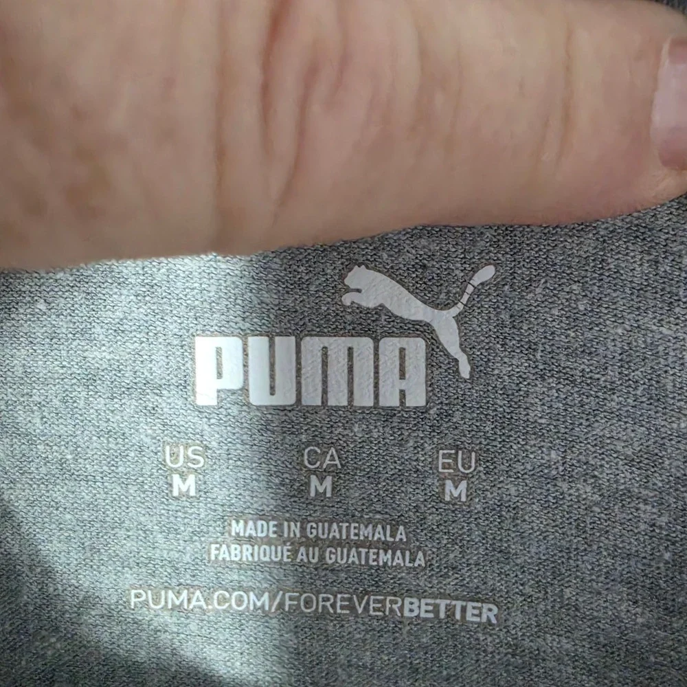 Puma Mens Graphic Logo T-Shirt Heather Grey Short Sleeve Crew Neck Size M